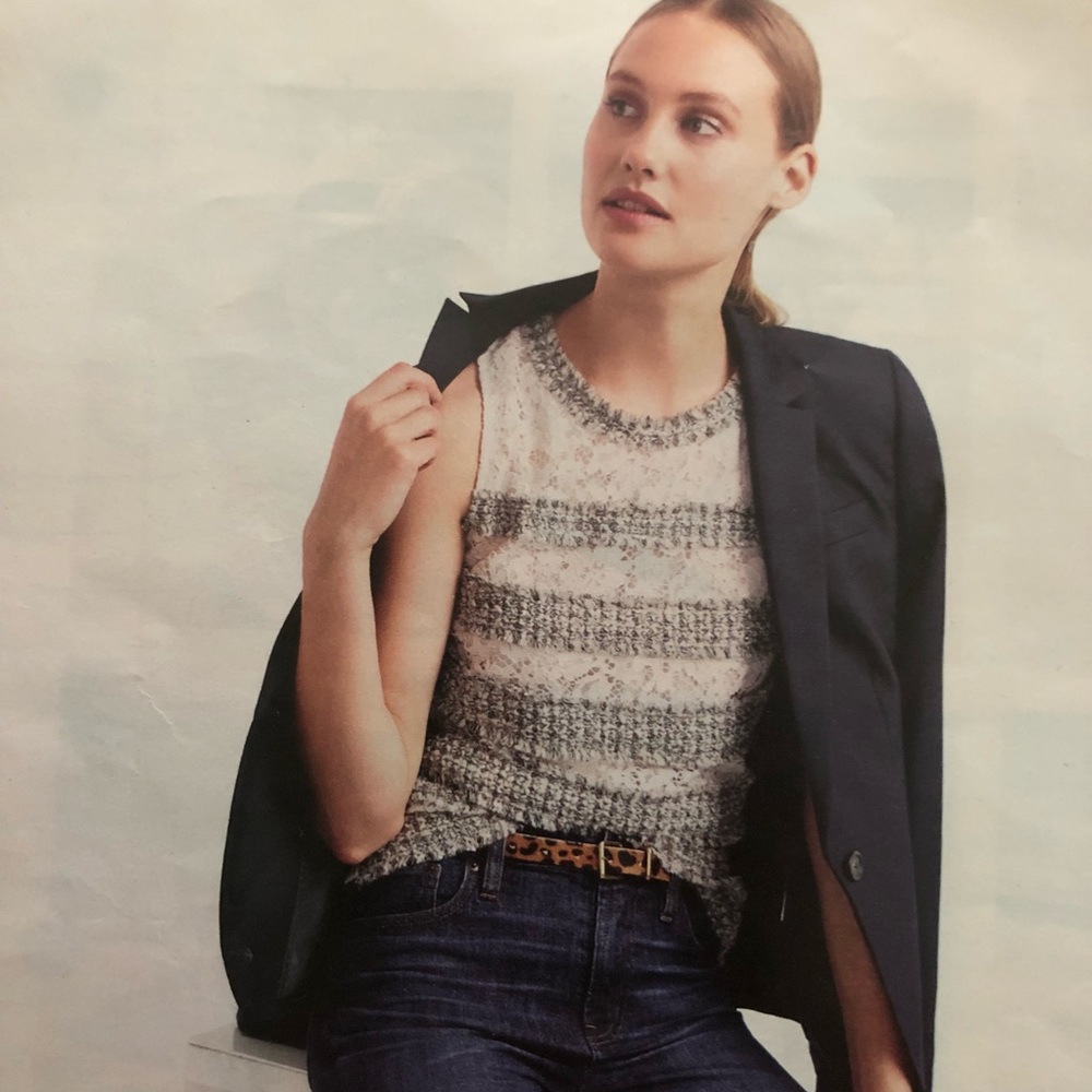 J crew Fringe Tweed Shell
